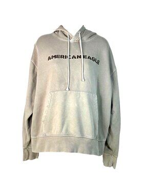 American Eagle Relaxed Fit Graphic Hoodie Beige M